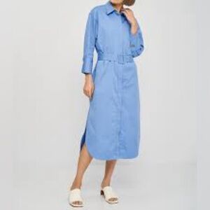 Zara Blue Long Sleeve Shirt Dress Sz S